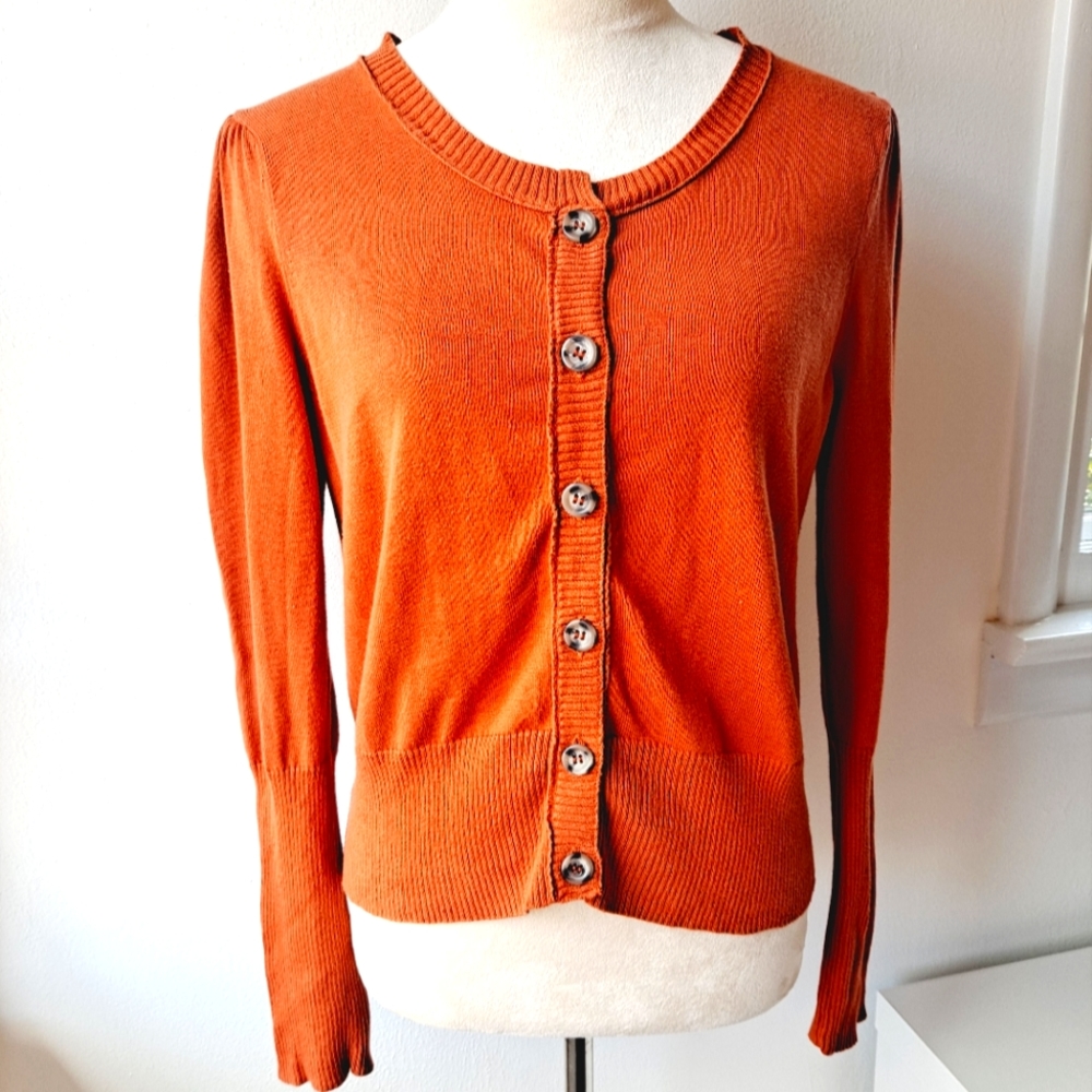 Sundance Cardigan button-up Sweater 100% Cotton in orange - M